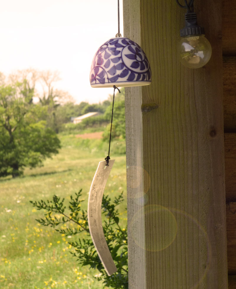 Blue ceramic Japanese wind chime
