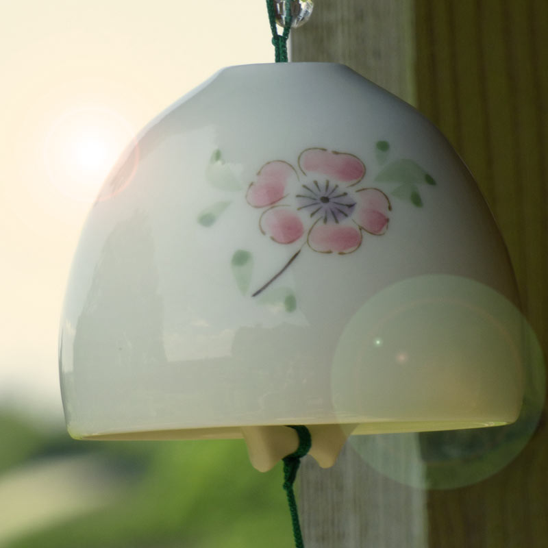 Japanese furin wind chime with floral pattern