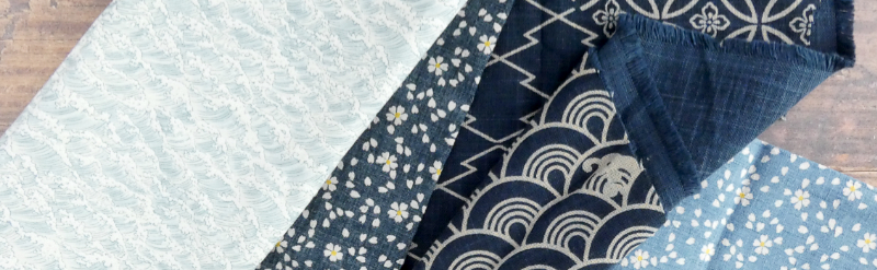 Japanese cotton fabrics with traditional designs