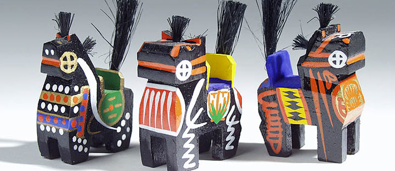 Carved migoma Japanese horses