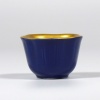 Azure blue mini dish with gold interior