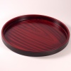 Round Japanese tray with chestnut wood lacquered effect