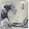 'Great Wave' blue and white Japanese square serving plate