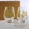Two Hana-fumi mimosa & gypsophila design tumblers alongside gift box