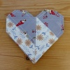 Origami Heart coasters in grey folksy fabric