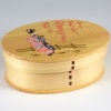Japanese wooden bento box with 'maiko' girl in kimono design