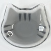 Grey tabby cat small glass plate