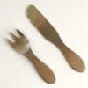 Brushed stainless steel picnic or lunchbox fork and knife set