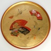 Round Japanese tray with gold leaf and lacquered decorations