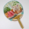 Japanese round fan with cute sleeping kitten design