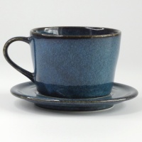 Dark blue Japanese cup and saucer