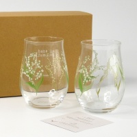 Set of two Hana-fumi Japanese tumblers with Lily of the Valley design