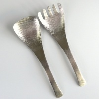 Hammered metal Japanese salad servers