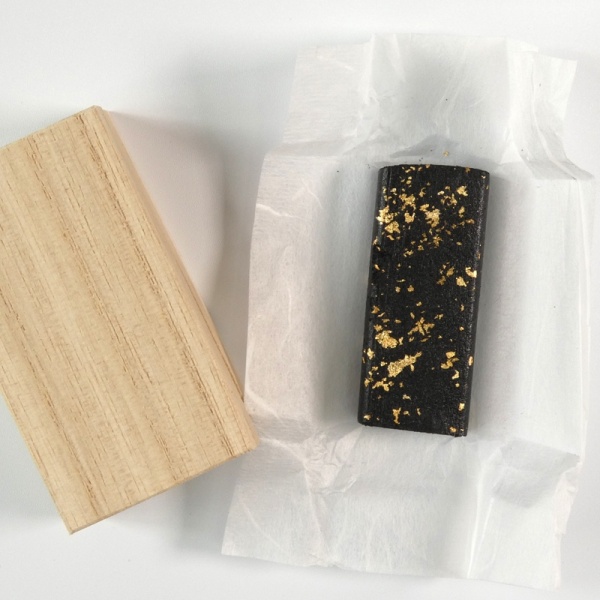 Solid sumi ink block in a wooden box
