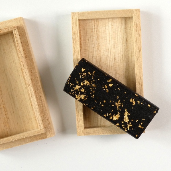 Solid sumi ink block in a wooden box
