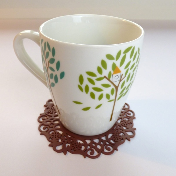 Silicone lace pattern coaster - brown