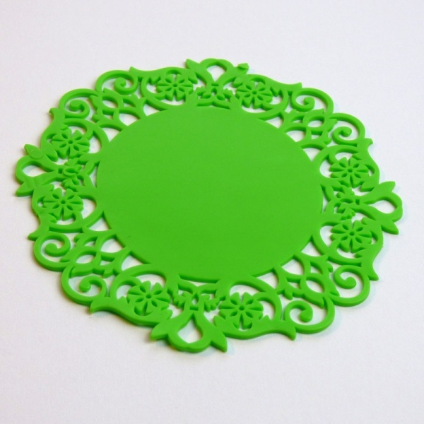 Silicone lace coaster - green