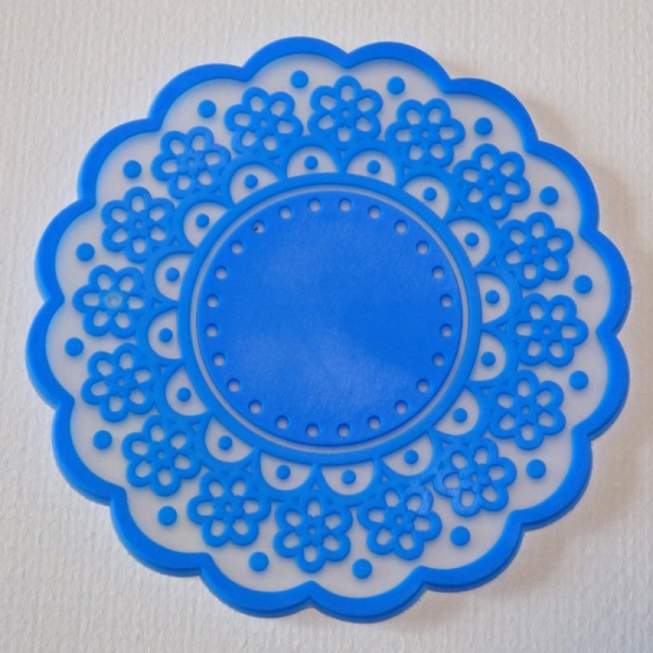 Silicone lace pattern coaster - Electric Blue