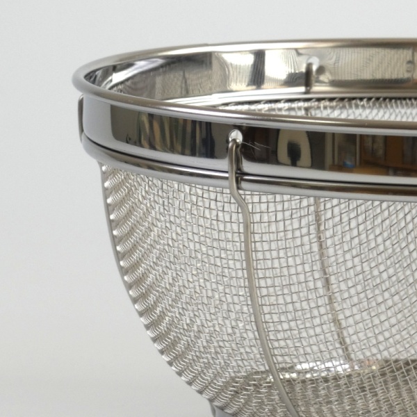 Close up of high quality stainless steel mesh and basket finishing