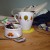 Cafe mug set with yellow silicone coaster