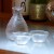 Clear glass Mount Fuji sake cups and jug