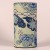 Tall washi paper tea caddy with blue Aomi wave design