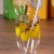 Pear design glass tumbler with metal drinking straw