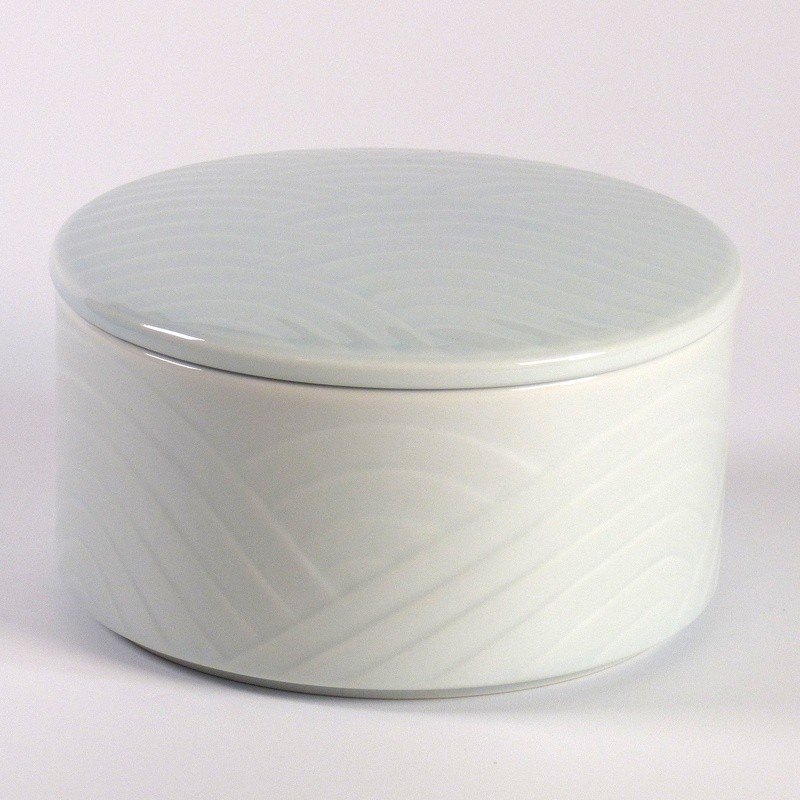 Light blue grey futamono lidded bowl