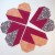 Set of 4 Origami Heart shaped fabric coasters in Autumn berry colours