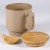 Ceramic sugar storage container with wooden lid and spoon