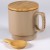 Ceramic storage pot with wooden lid and scoop for sugar