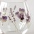 Close up of printed viola and lavender floral design