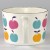 Handle of enamel measuring jug with colourful apple design