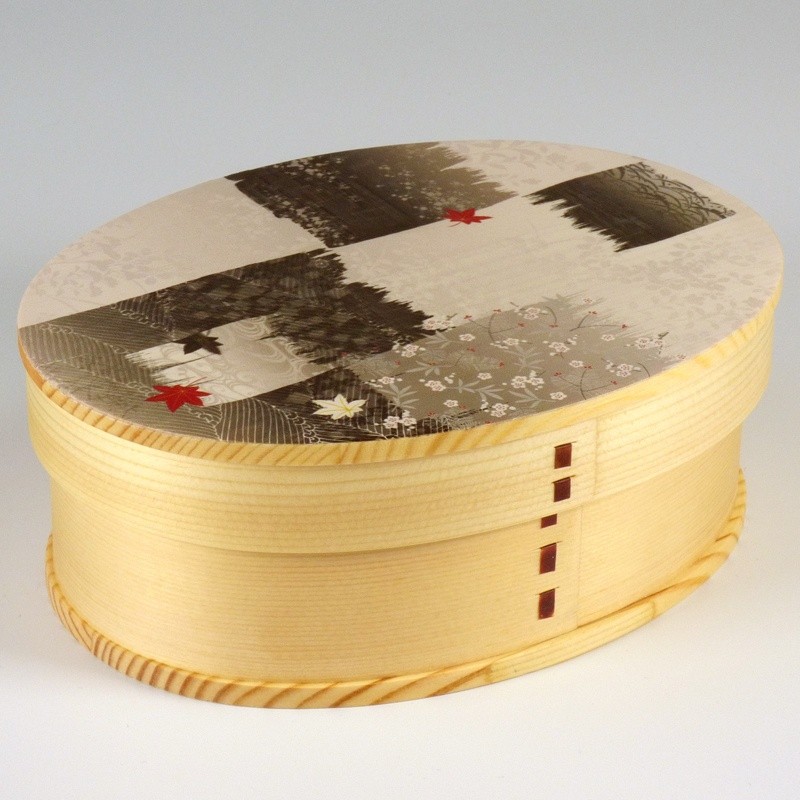 Japanese bento box with autumn winter seasonal design