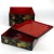 Gold and black jyubako bento box with traditional red interior