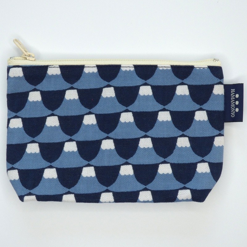 Small fabric zip bag with blue Mount Fuji modern design
