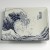 'Great Wave' blue and white Japanese square serving plate