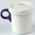 Japanese enamelware camping mug with lid and purple detachable handle