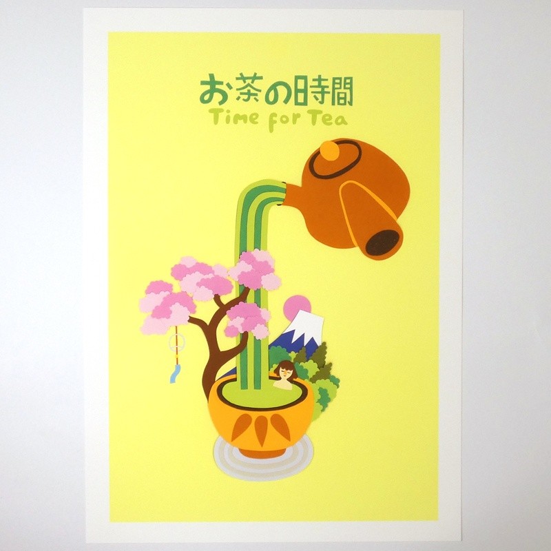 'Time for Tea' Japan inspired art poster