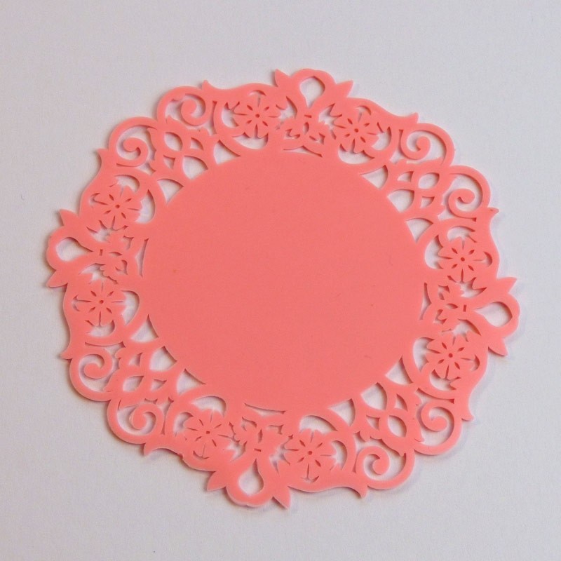 Silicone lace coaster - pale pink